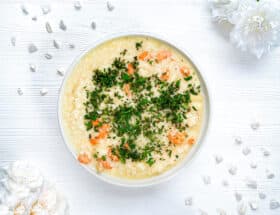 Spargelrisotto mit Garenelen und frischen Kräutern